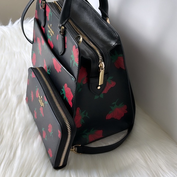 NWT💃Kate Spade Bundle Madison Rose Toss Printed Medium Satchel and Wallet Set - Picture 2 of 10